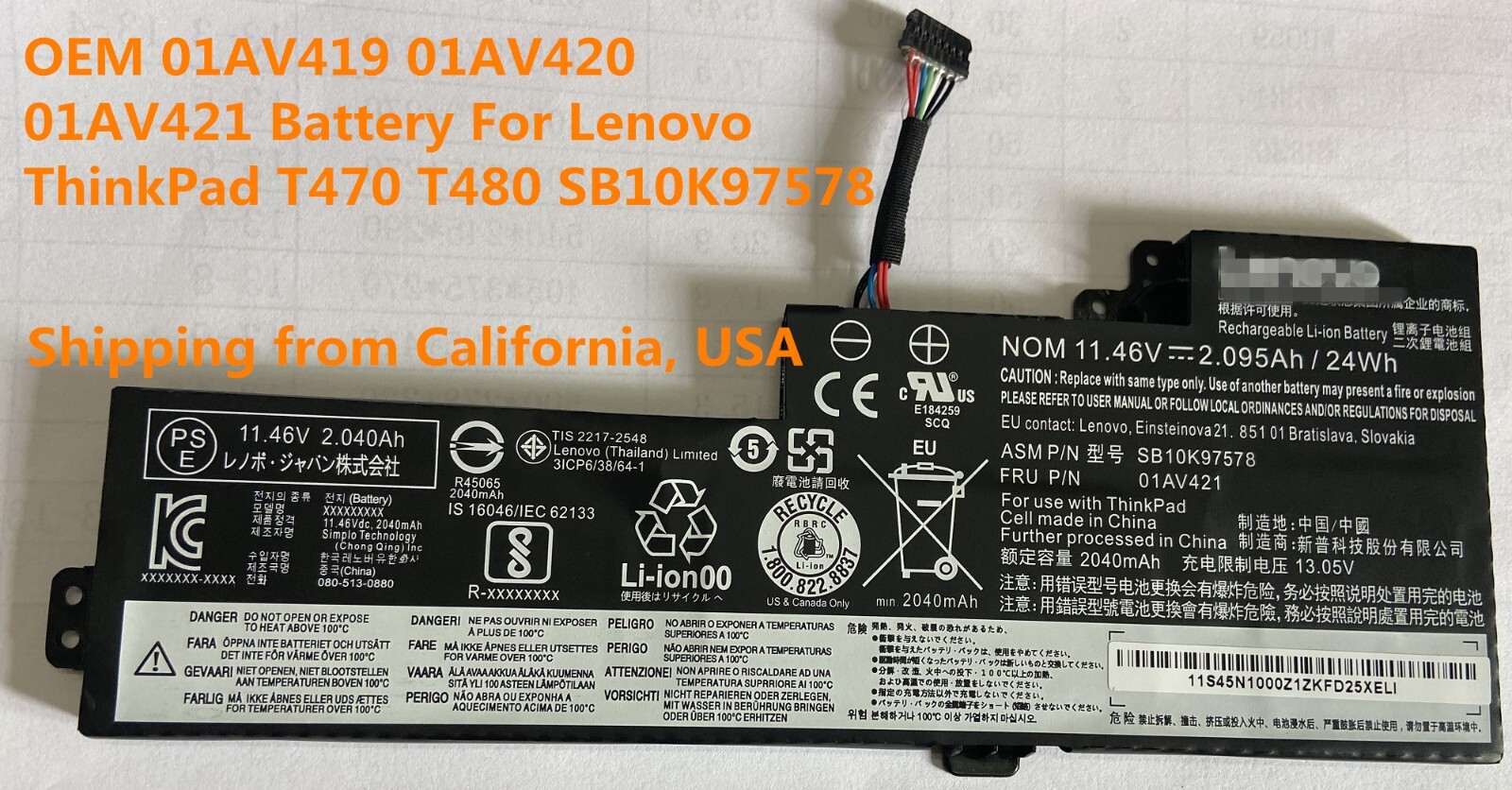 NEW Genuine T470 T480 Battery 01AV421 01AV489 SB10K97577 SB10K97576 SB10K97578