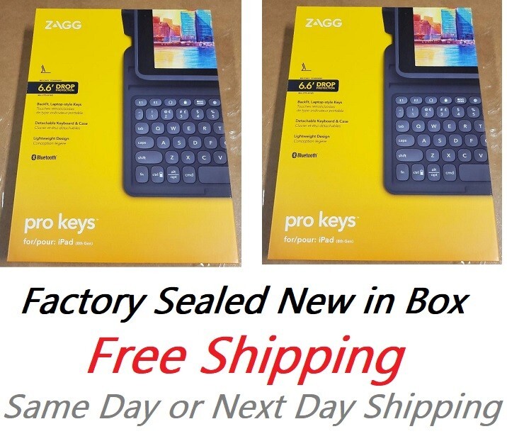 TWO New ZAGG Pro Keys Wireless Keyboard & Detachable Cases Apple iPad 8th Gen