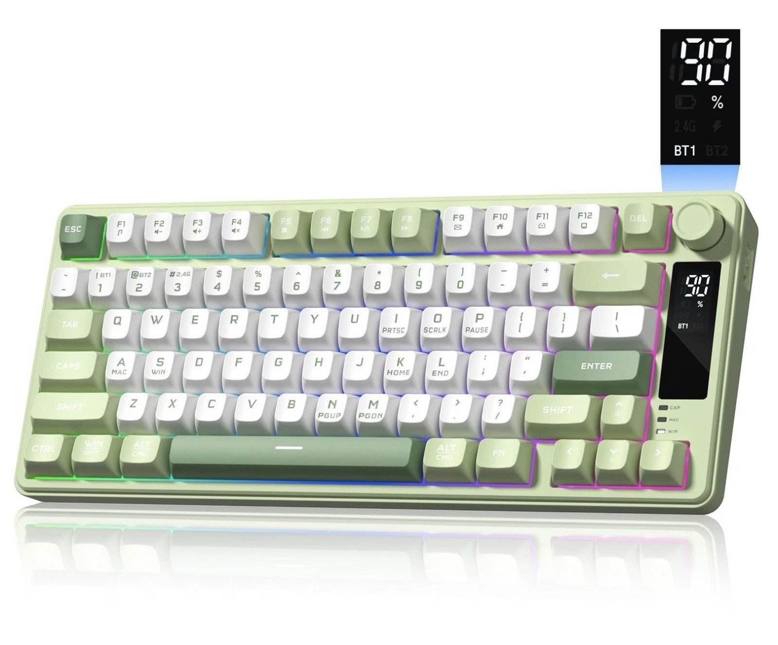 Womier DK75 75% Wireless Gaming Keyboard, RGB Backlit Green /white Keyboard