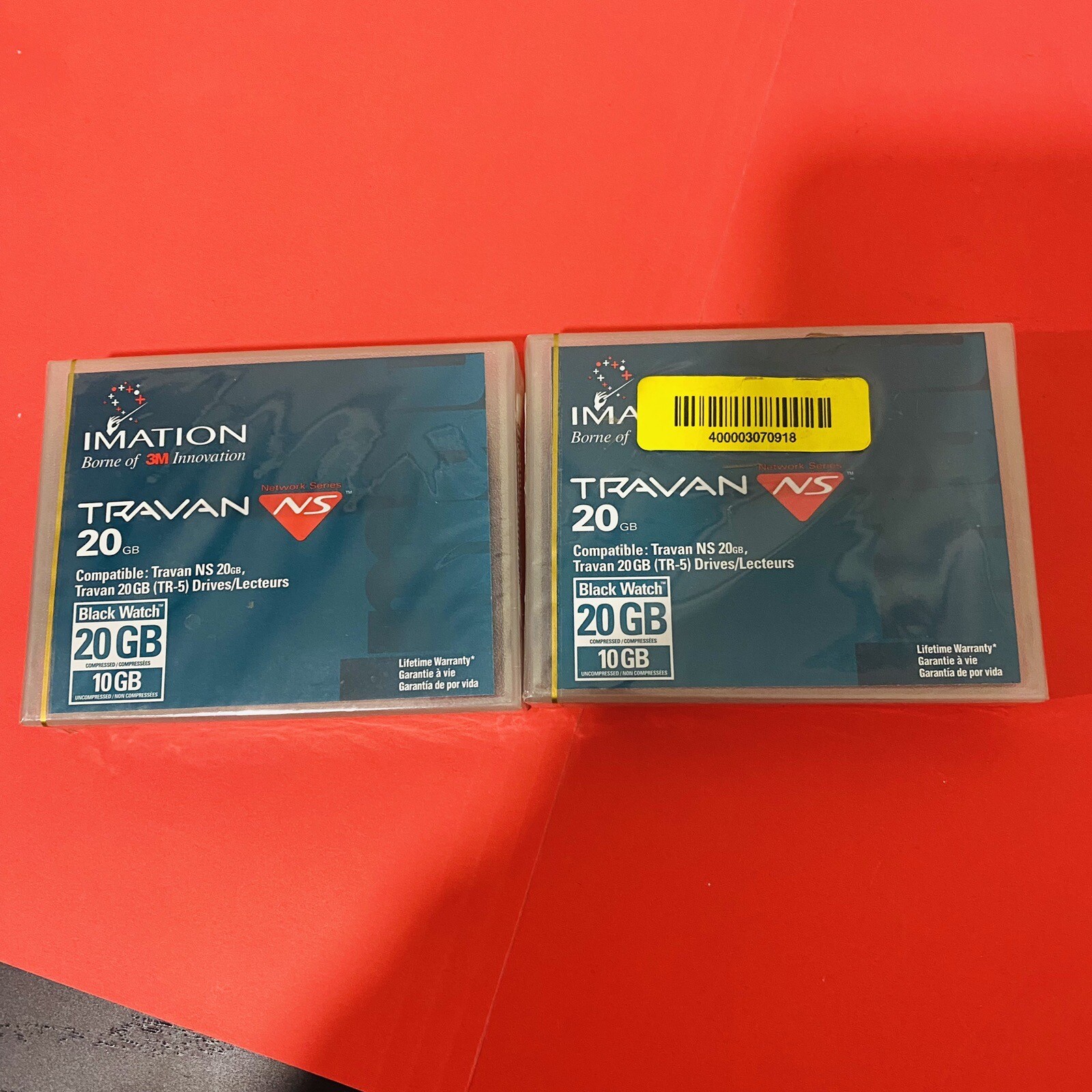 Imation 20GB/10GB TR-5 Travan NS Data Tape Cartridge 12115 NS20 TR5 NEW 2 Pack