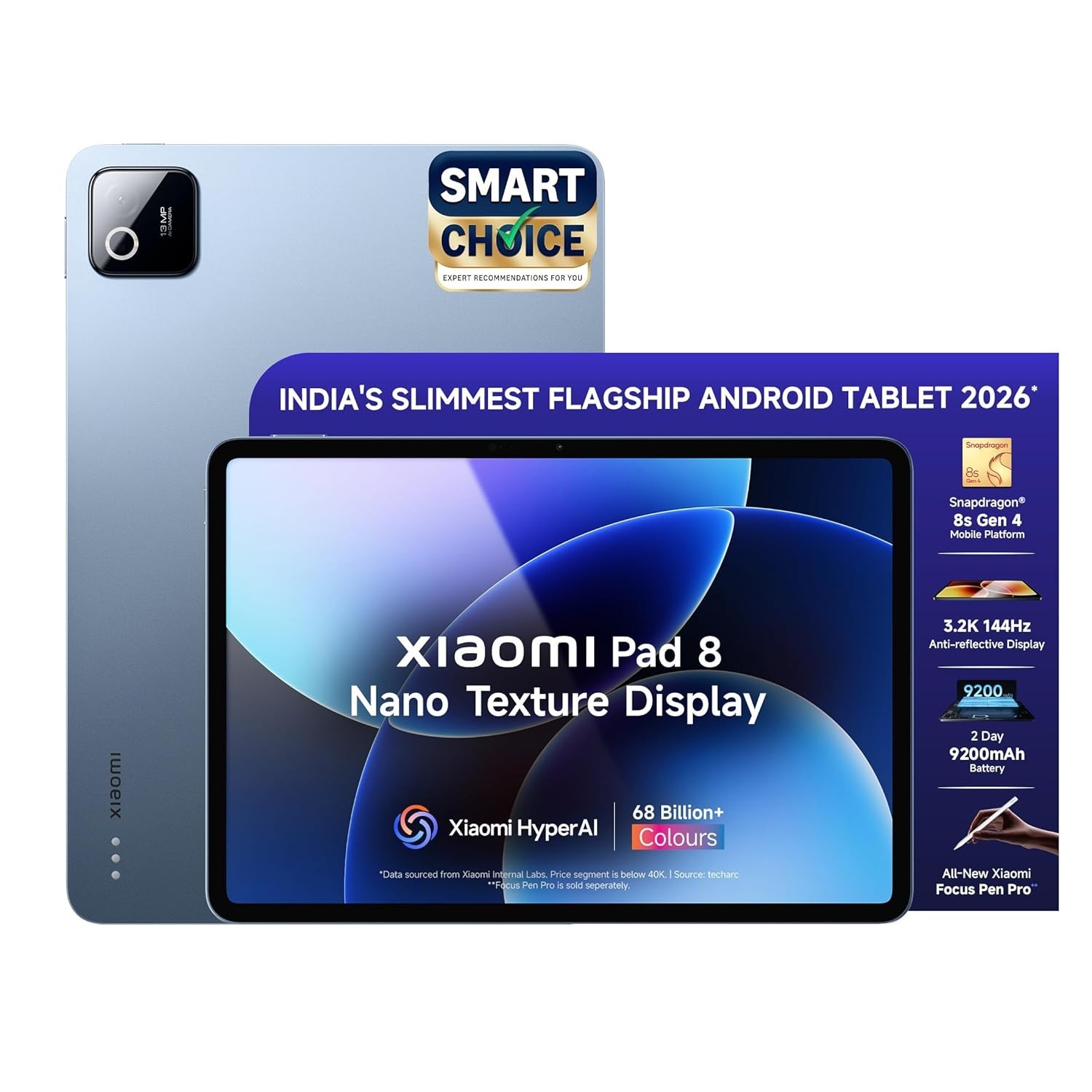 XIAOMI Pad 8 Nano Texture Display Ultra Slim Metal Design 9200mAh Battery Blue