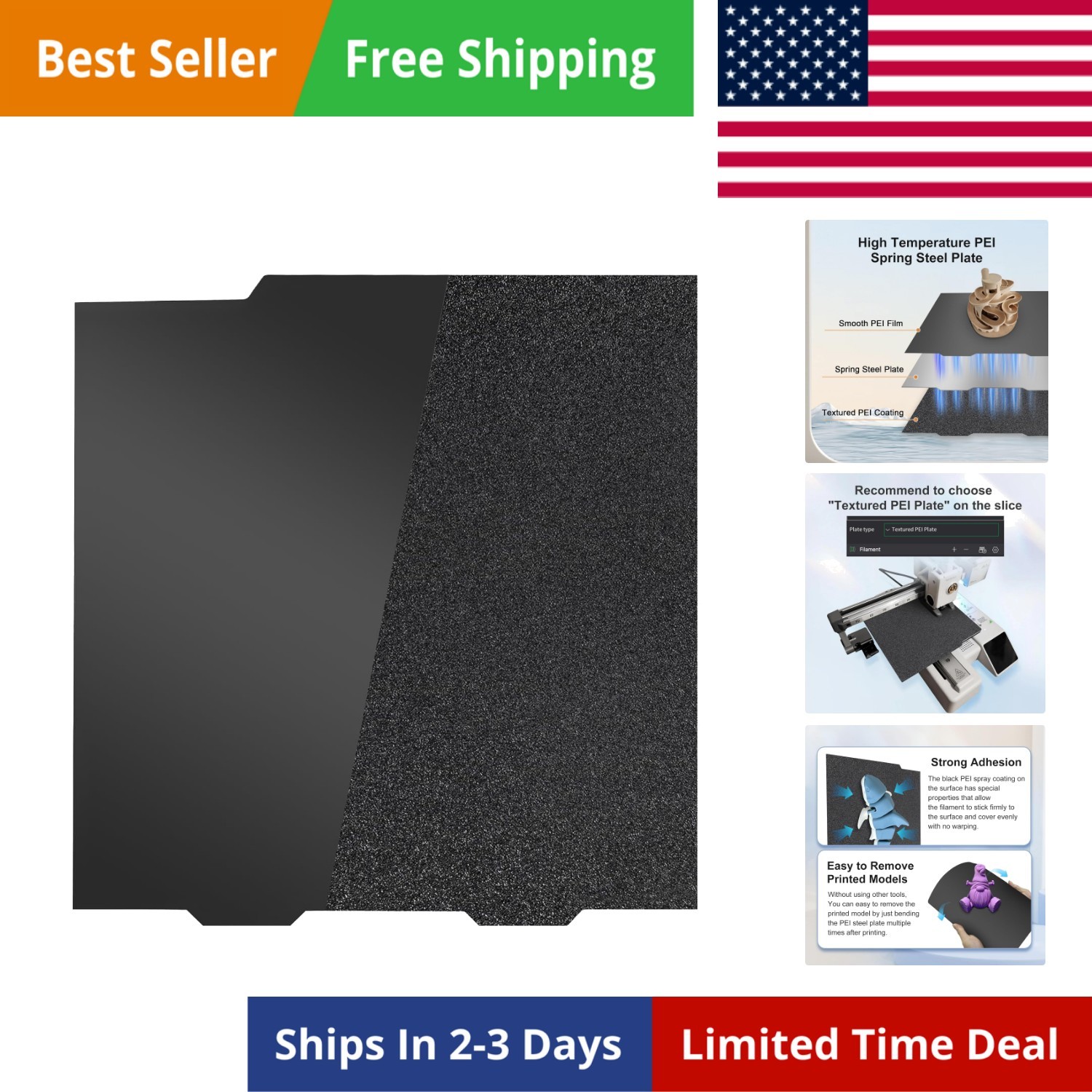 Textured PEI Build Plate for Bambu Lab A1 Mini, Flexible Double Sided Smooth ...