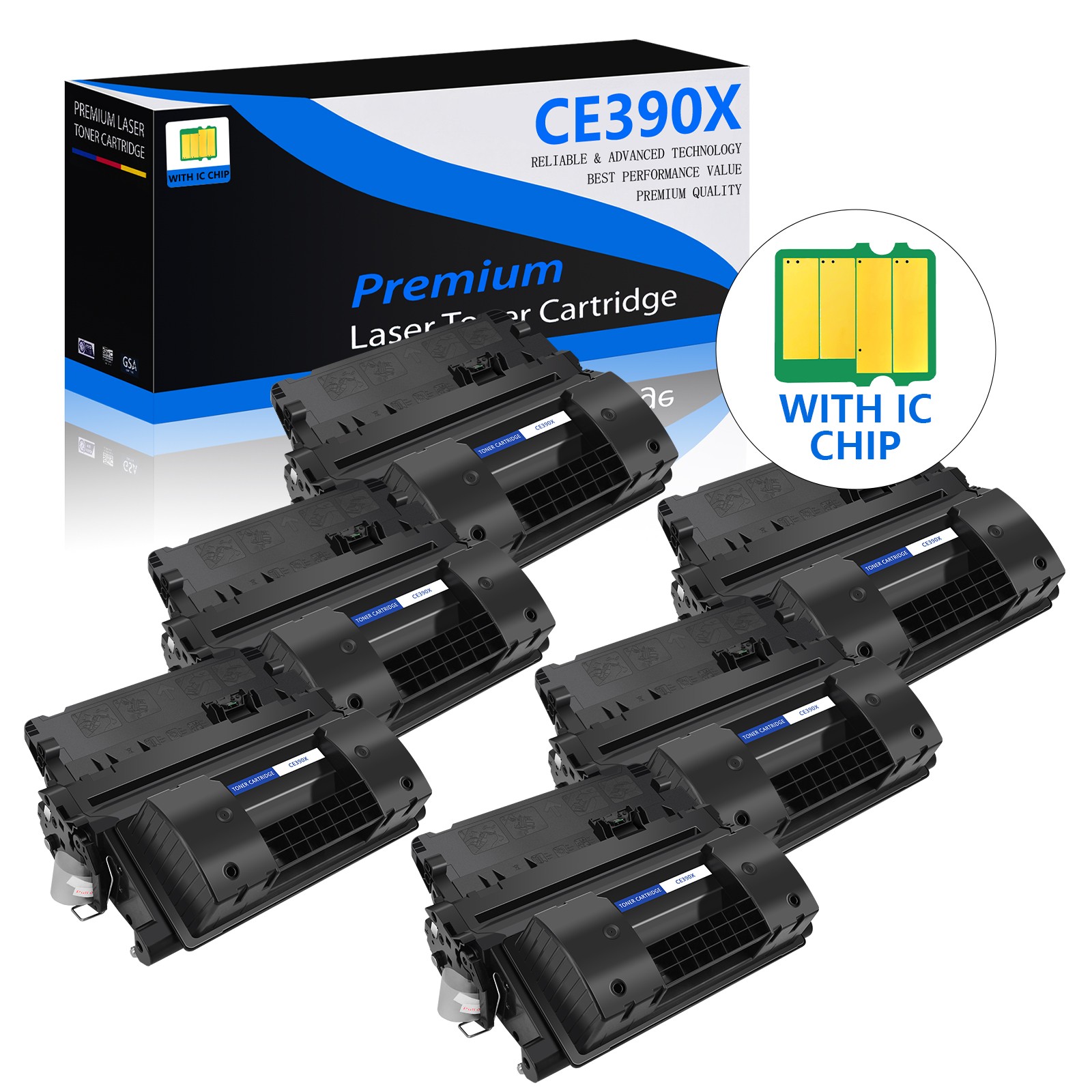 6PK CE390X Black Toner Cartridge for HP LaserJet 600 M4555fskm M4555h M603dn
