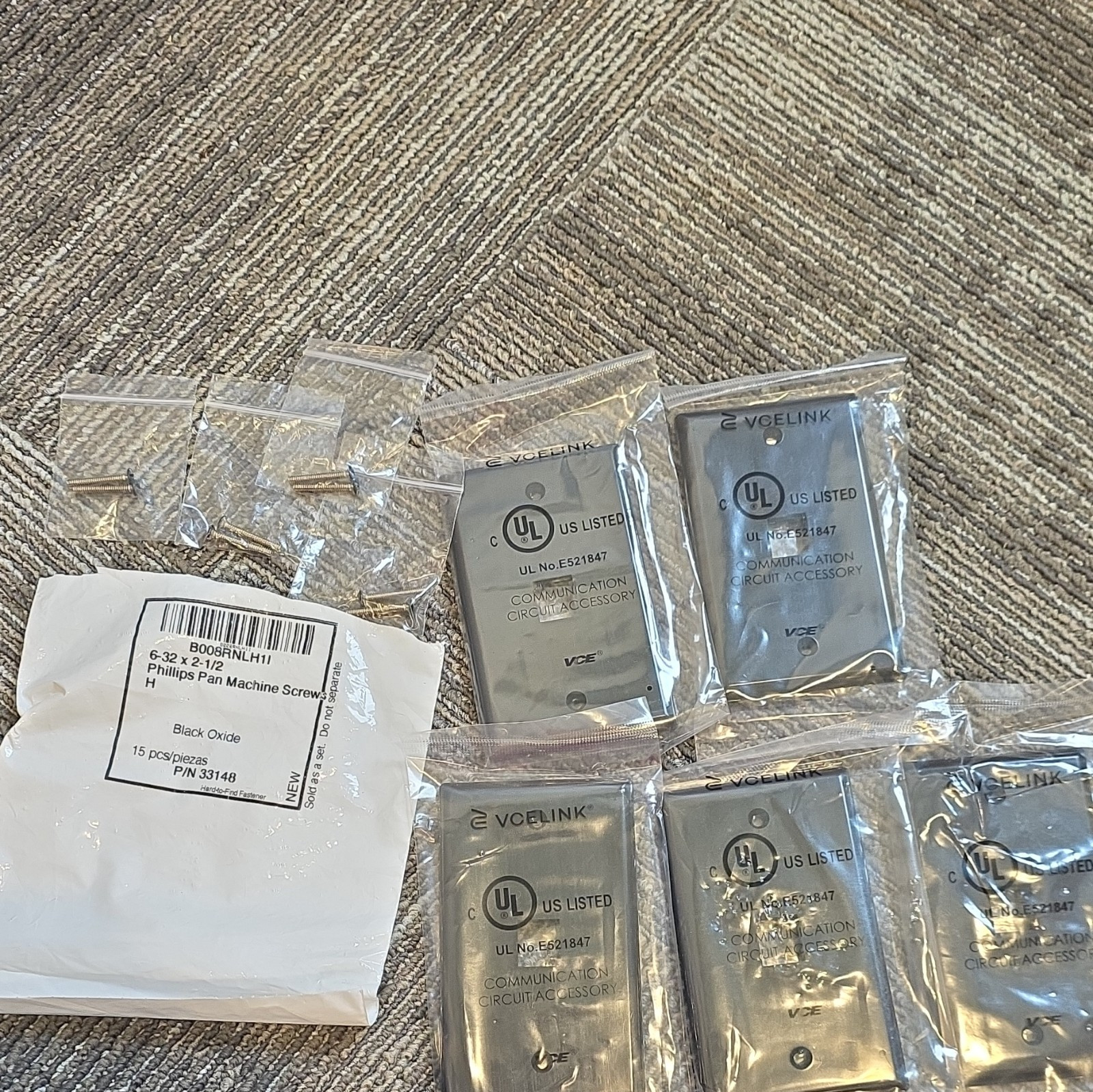 VCELINK Black Keystone Wall Plate 10 Pack UL Listed w/ Screws