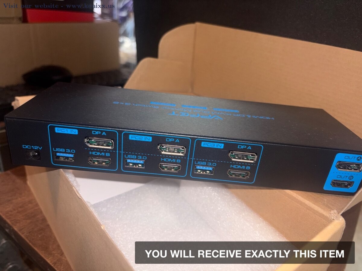 VPFET HDMI & DP KVM Dual Monitor Switch 3x2