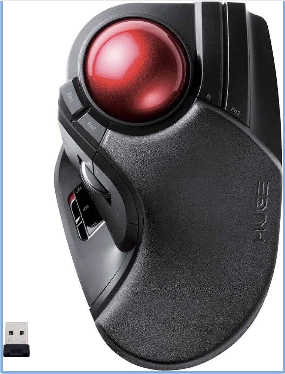 ELECOM HUGE Trackball, 2.4Ghz Wireless USB, Index Finger Control, Customizable