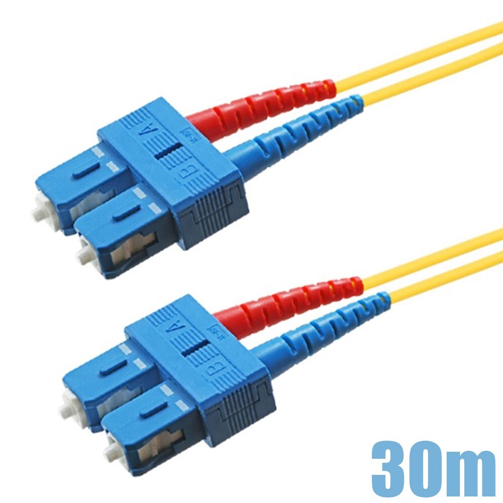 30M SC-SC UL Duplex 9/125 Single Mode Fiber Optic Cable Optical Cord OFNR Yellow