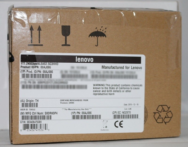 00AJ086 Lenovo System X 1TB 2.5" 7.2K SAS HDD 64 MB Cache 2.5" - Retail Box
