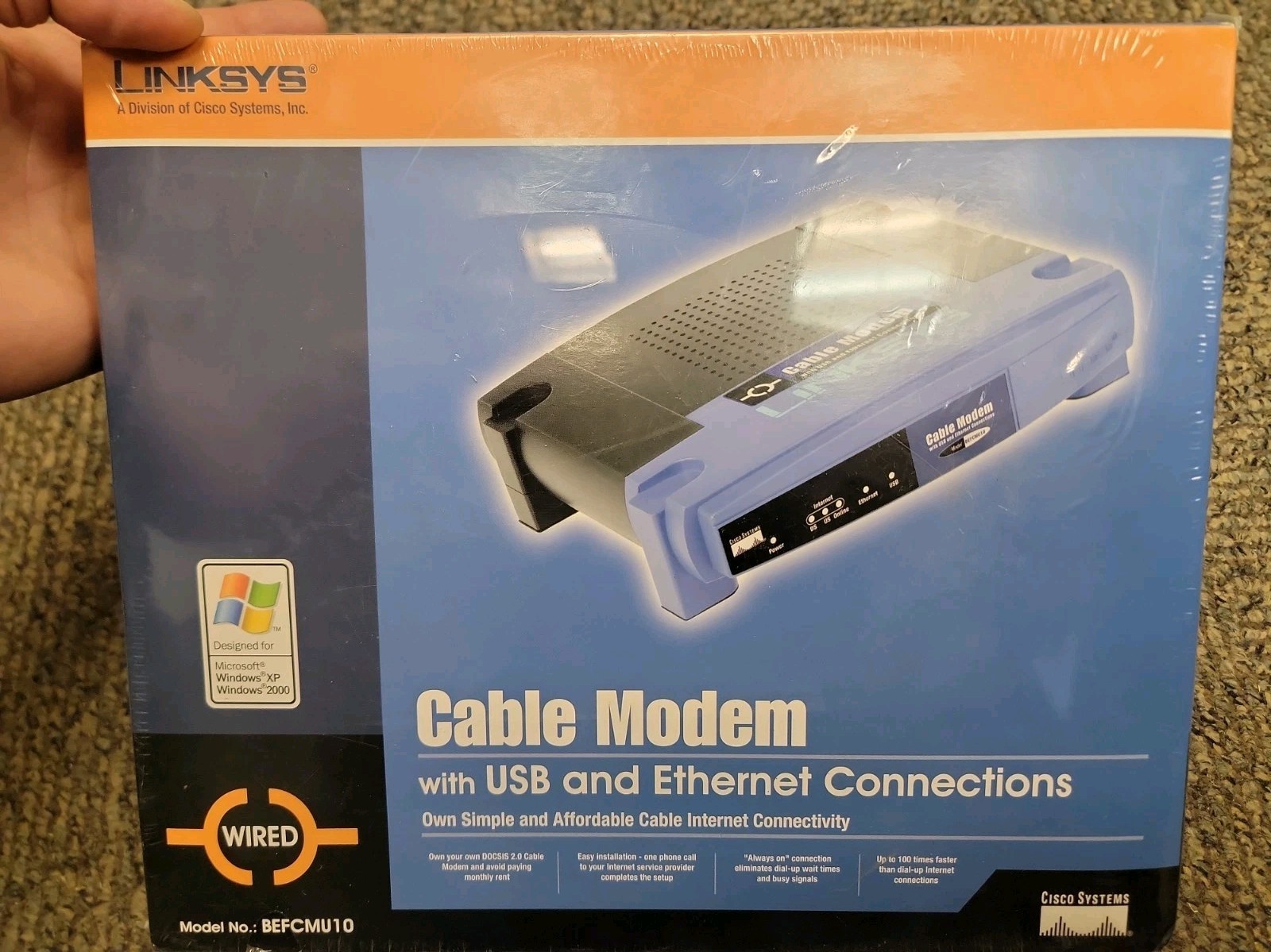 CISCO LINKSYS CABLE MODEM WITH USB AND ETHERNET CONNECTIONS  BEFCMU10