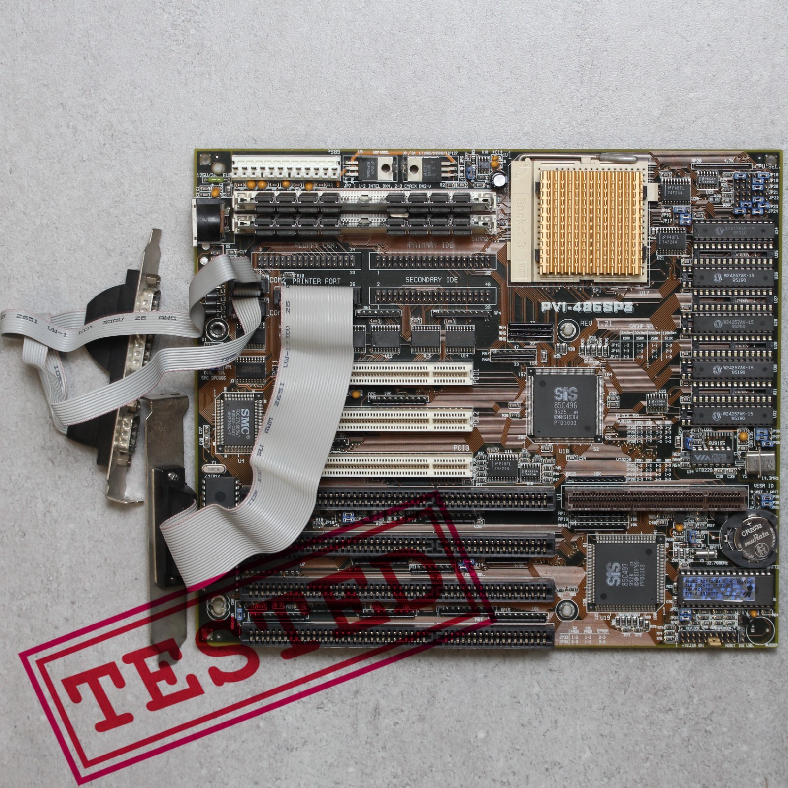 Socket 3 MoBo ASUS PVI-486SP3 Rev 1.21 with CPU Am486DX2 80MHz & 16Mb FPM RAM