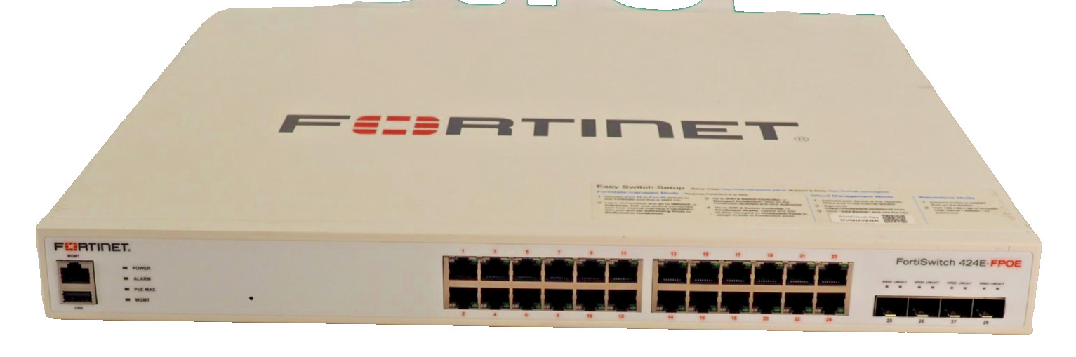 Fortinet FortiSwitch 424E-FPOE 24-Port PoE 4-Port 10G SFP+ Network Switch