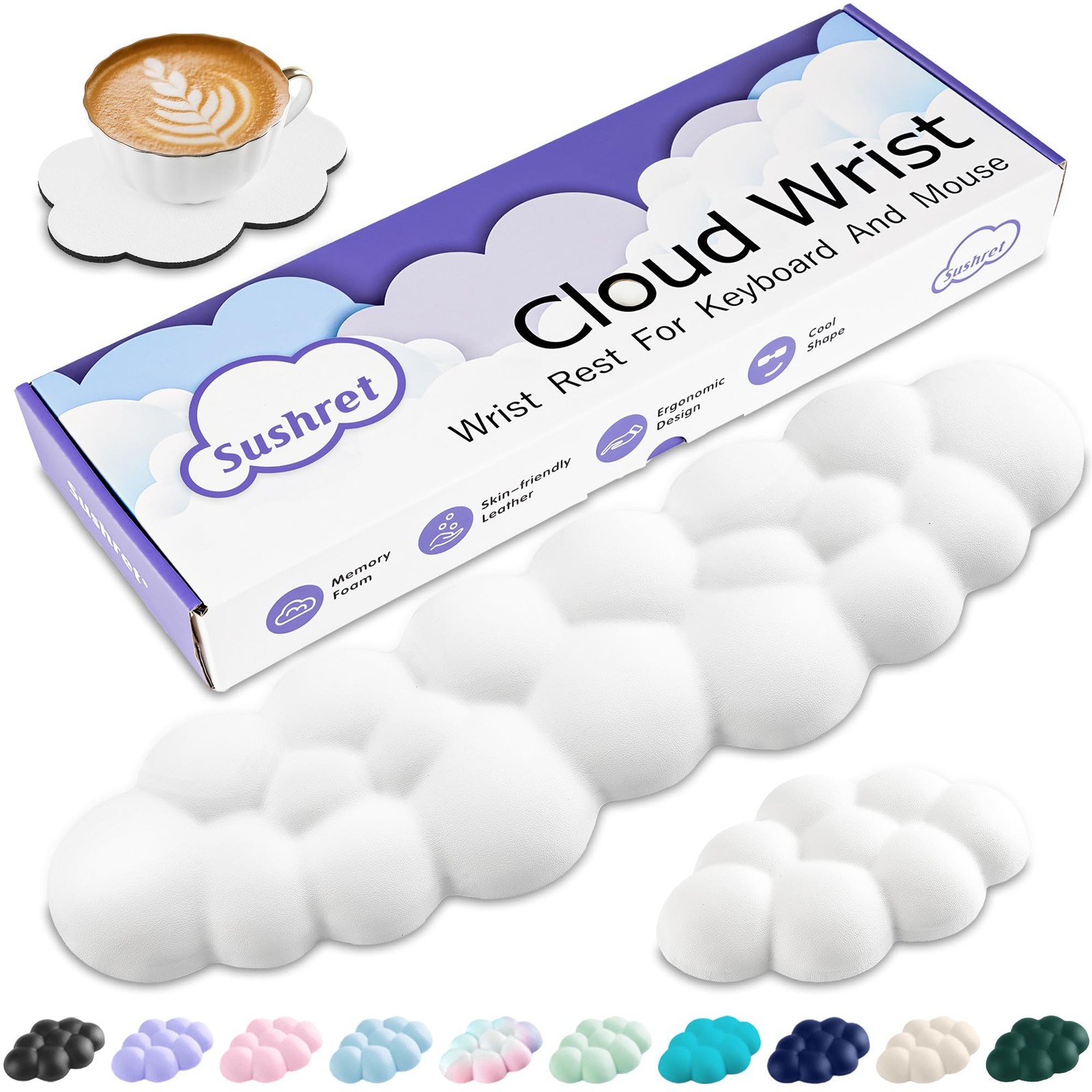 Sushret Cloud Wrist Rest Keyboard, Keyboard Tenkeyless, 01 White