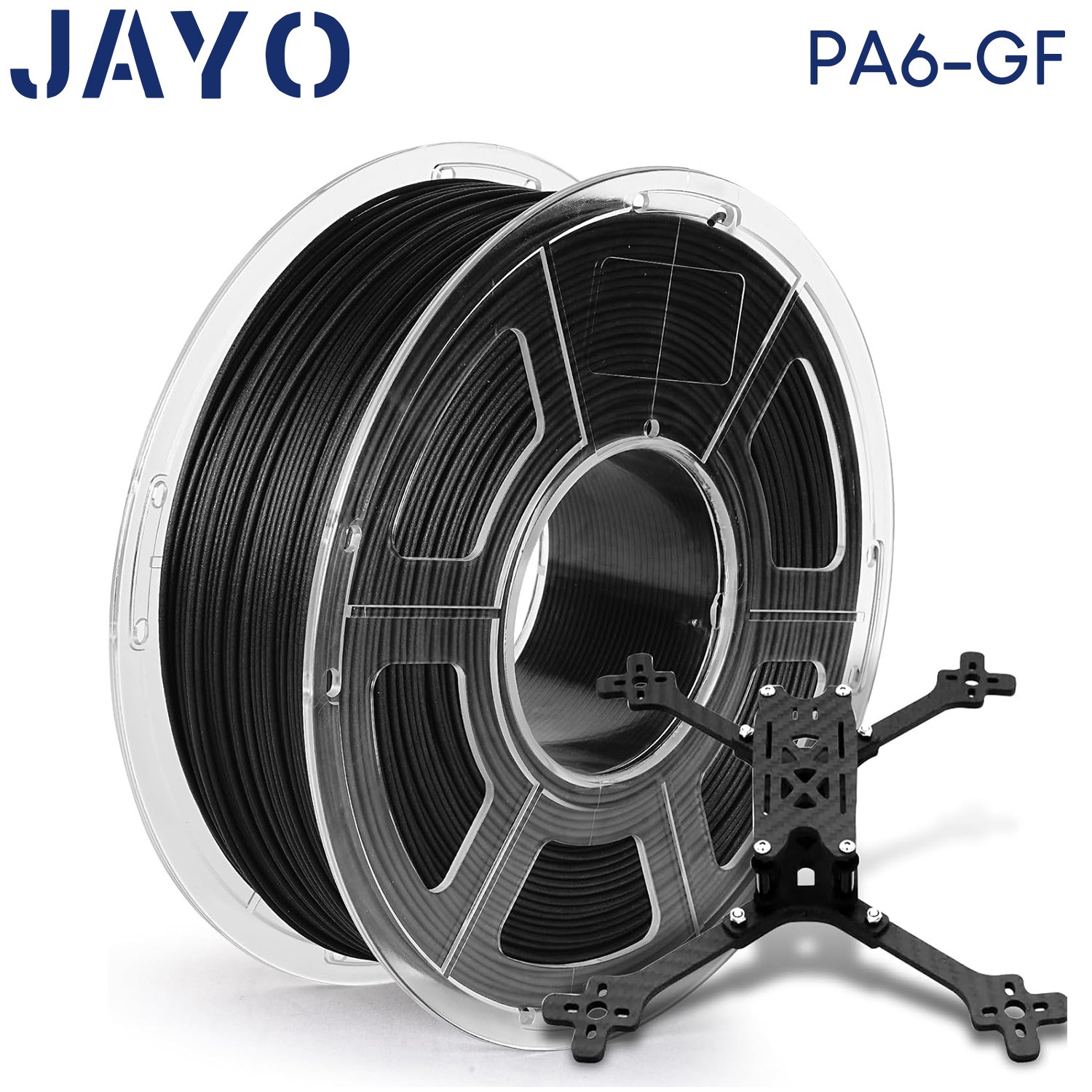 JAYO 1KG Black PA6-GF Nylon Glass Fiber Filament 1.75mm Tough Impact Resistant