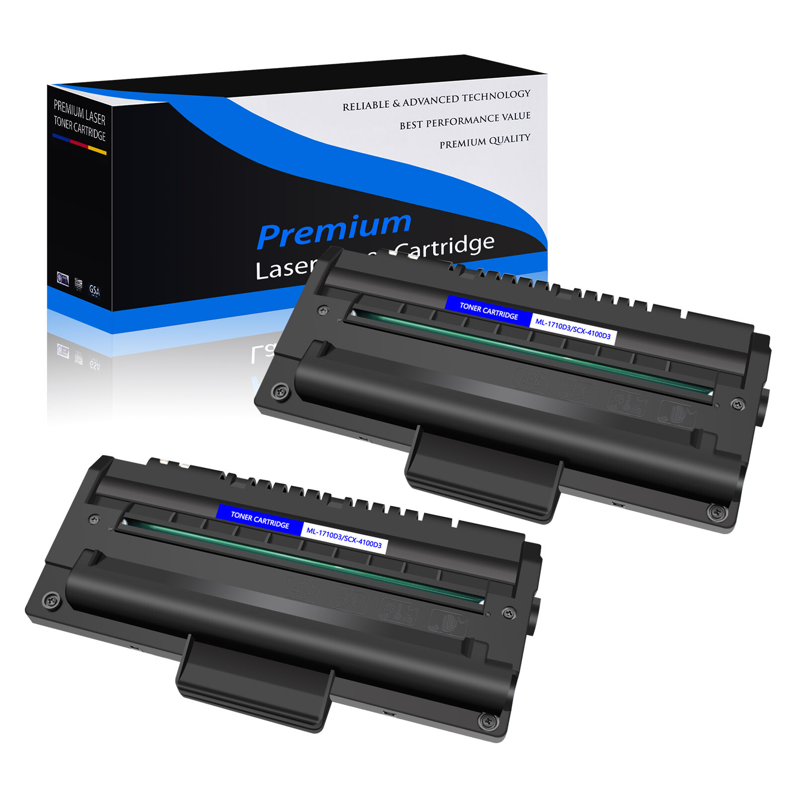 2PK ML1710 High Yield Toner Cartridge For Samsung ML-1710D3 ML-1740 ML-1750 BK