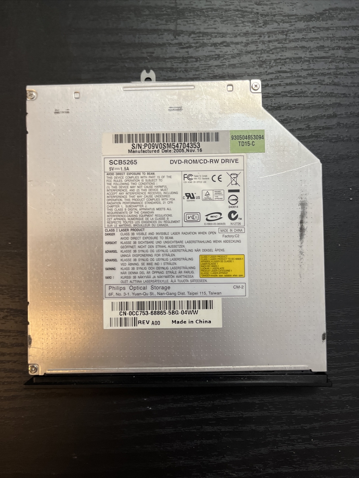 Dell Philips SCB5265 0CC755 CD-Rw DVD Combo Drive #C102BF