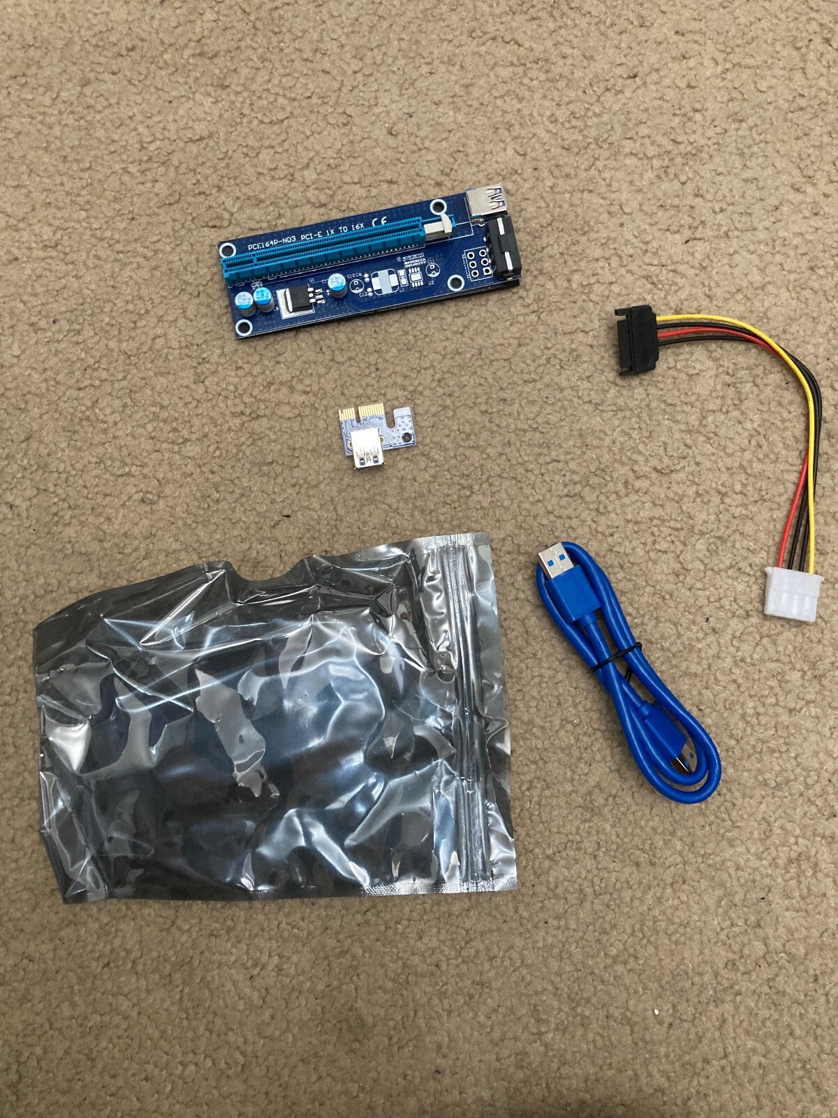 MintCell 6 Pack of V006S 6 PIN PCI-E Express 1X to 16X 60cm Riser GPU Mining