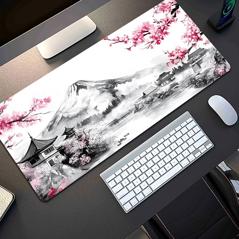 Japanese-style Cherry Blossom Mount Fuji XXL Large Mouse Pad 35.4x15.7in Exten