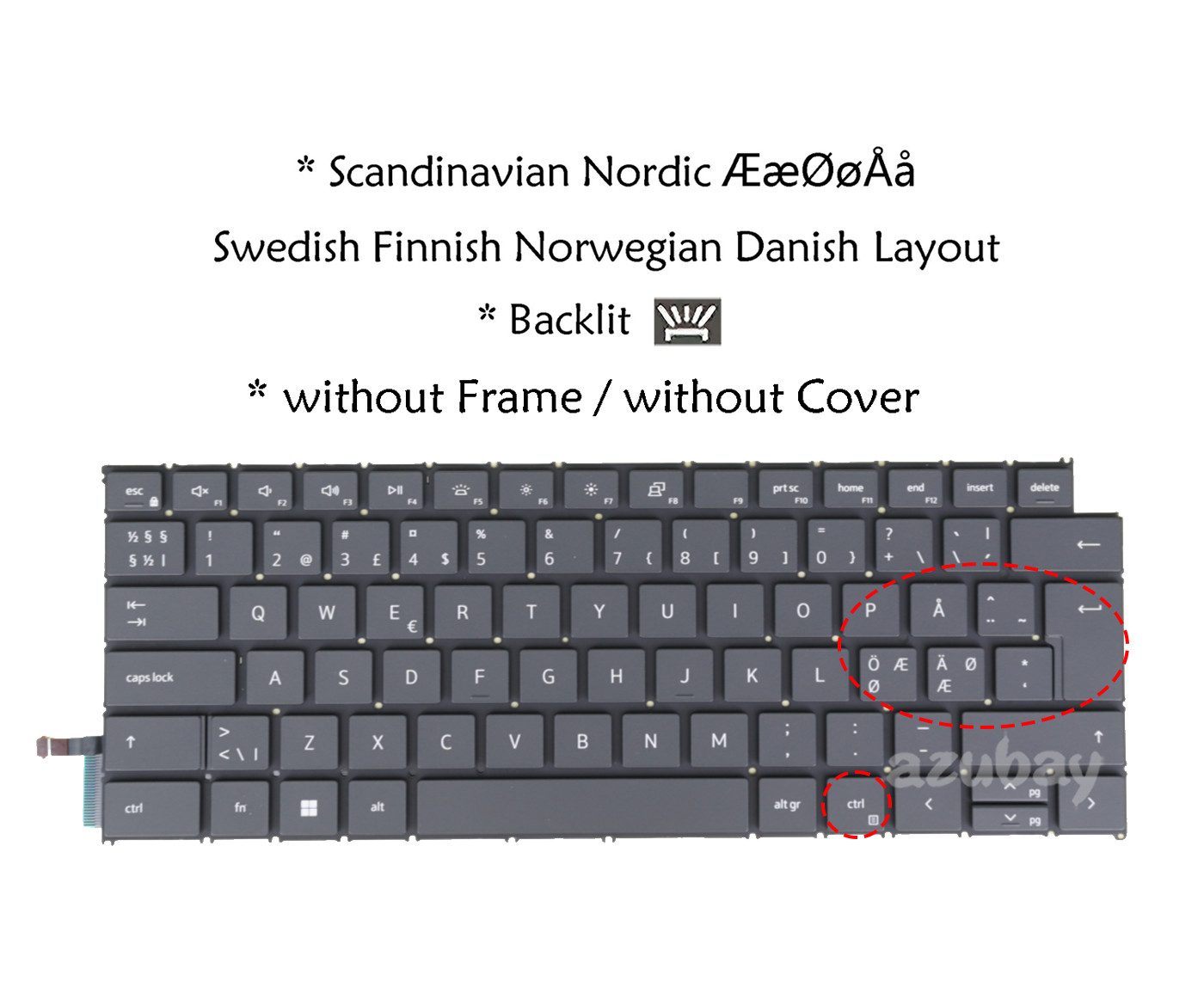 Nordic Keyboard for DELL Inspiron 14 Plus 7440 7441 , 16 Plus 7640 H32YH Backlit