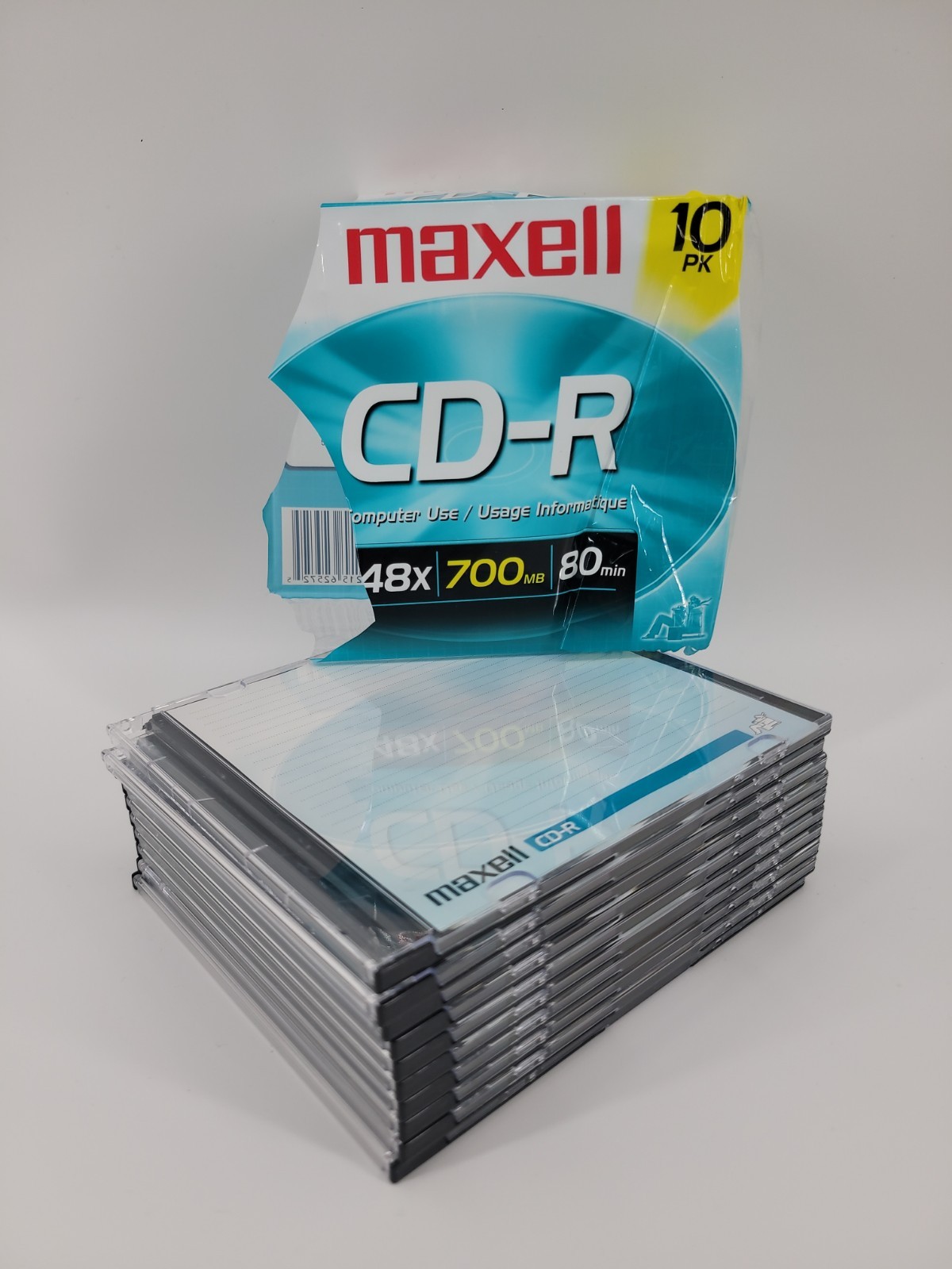 Maxell CD-R 10 Pack — 48x, 700MB, 80 Minute, Data/Computer Use — New Open Box