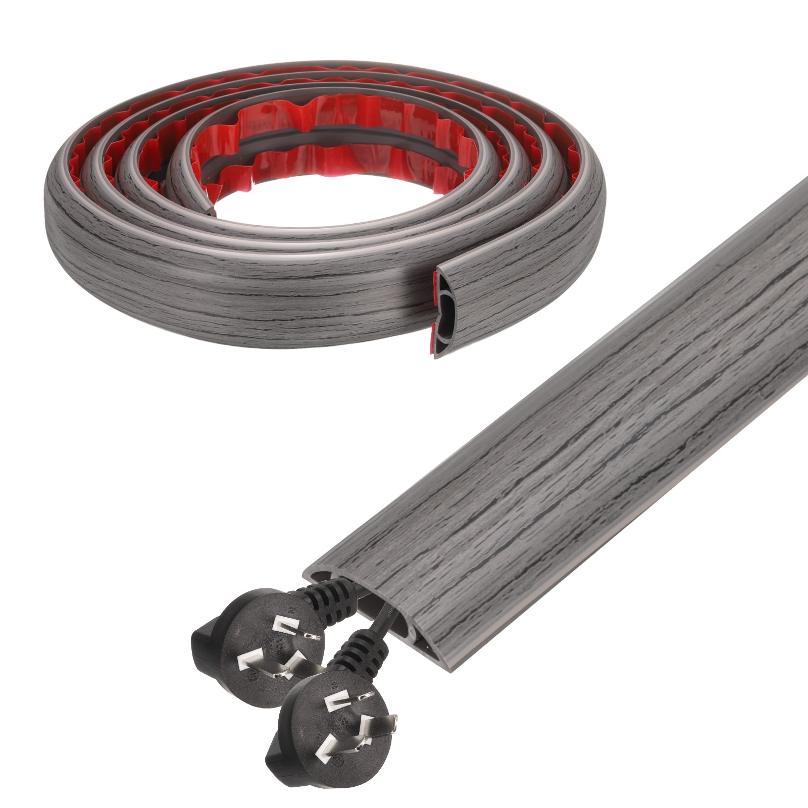 6ft D Cord Cover Floor W0.6" x  H0.33" Hide Cable Wire Covers Dark Grey