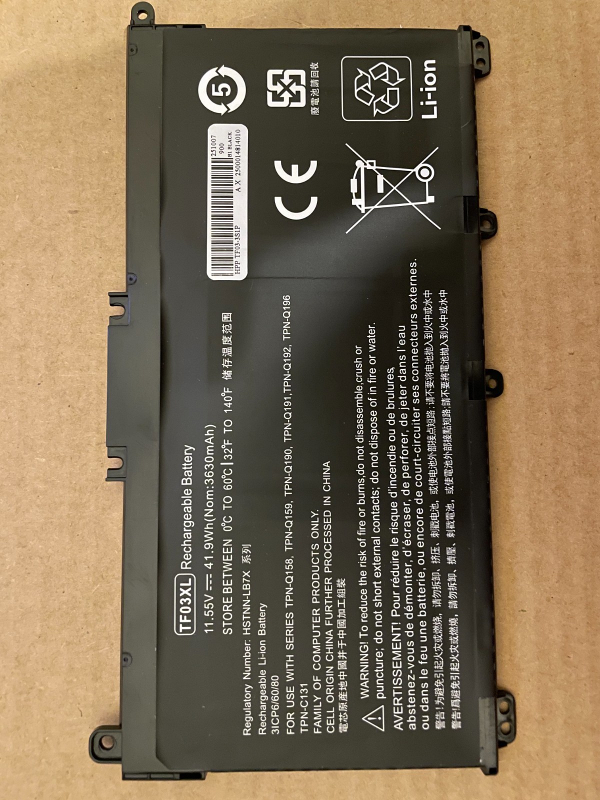TF03XL HSTNN-LB7X Replacement Battery for HP Pavilion 14 15 11.55V 41.9Wh