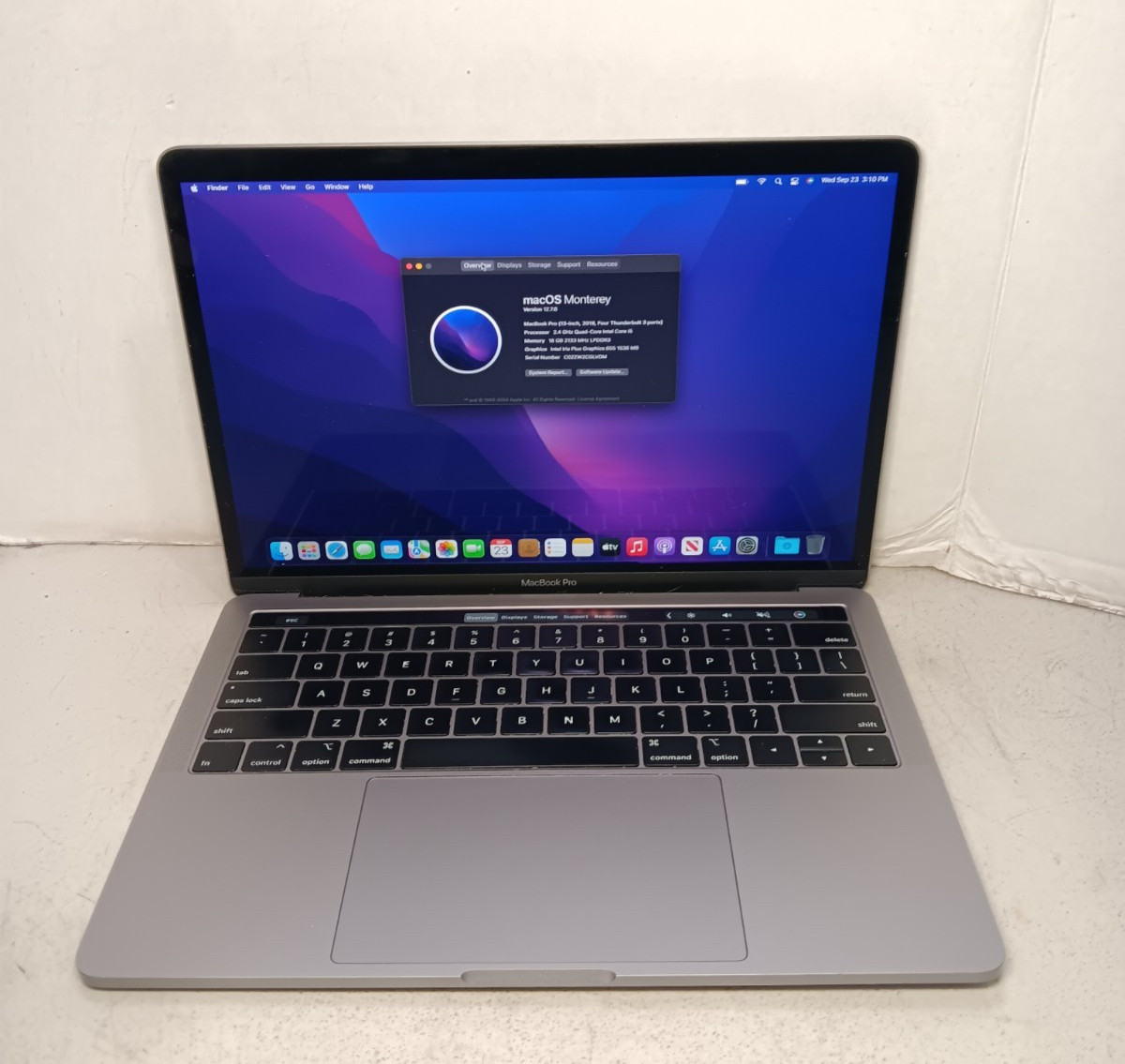 Apple 2019 MacBook Pro 13" Laptop A1989 i5 2.4GHz 16GB RAM 512GB SSD #69