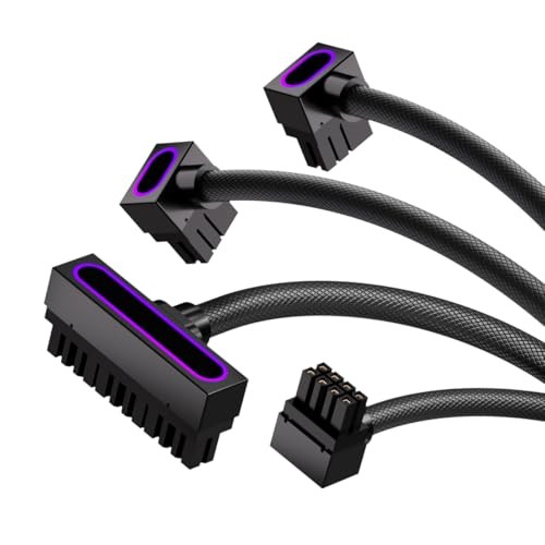 AIJS 【Black 4 Cable Kit】 24Pin Motherboard,2 * 8Pin CPU, GPU (Clip-B),...