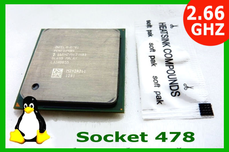 Pentium 4 Socket 478✔️2.66GHZ CPU✔️2.66/512/533 OC to 167/512/668✔️Overclockable