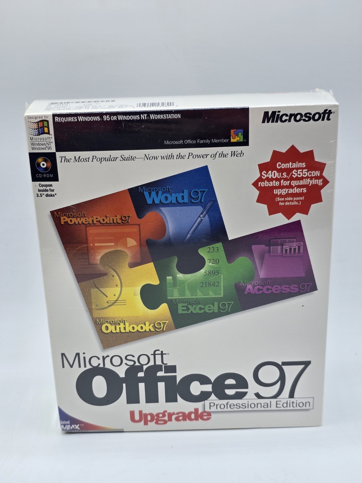 Vintage Microsoft Office 97 Pro Edition Upgrade - Collectable Big Box Sealed