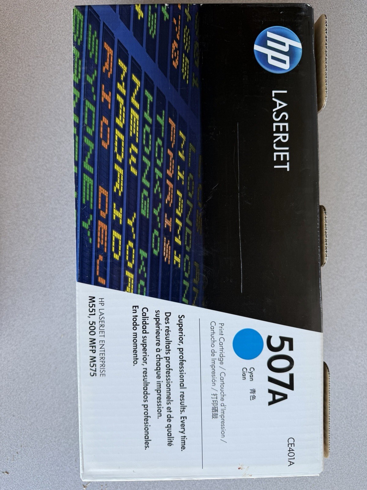 Genuine HP 507A CE401A Cyan Toner Cartridge OEM Open Box Sealed Cartridge