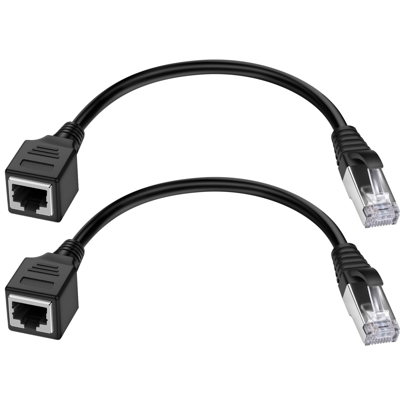 iGreely Cat 6 RJ45 Ethernet Extension Cable 2-Pack, Male to Female, 1 FT