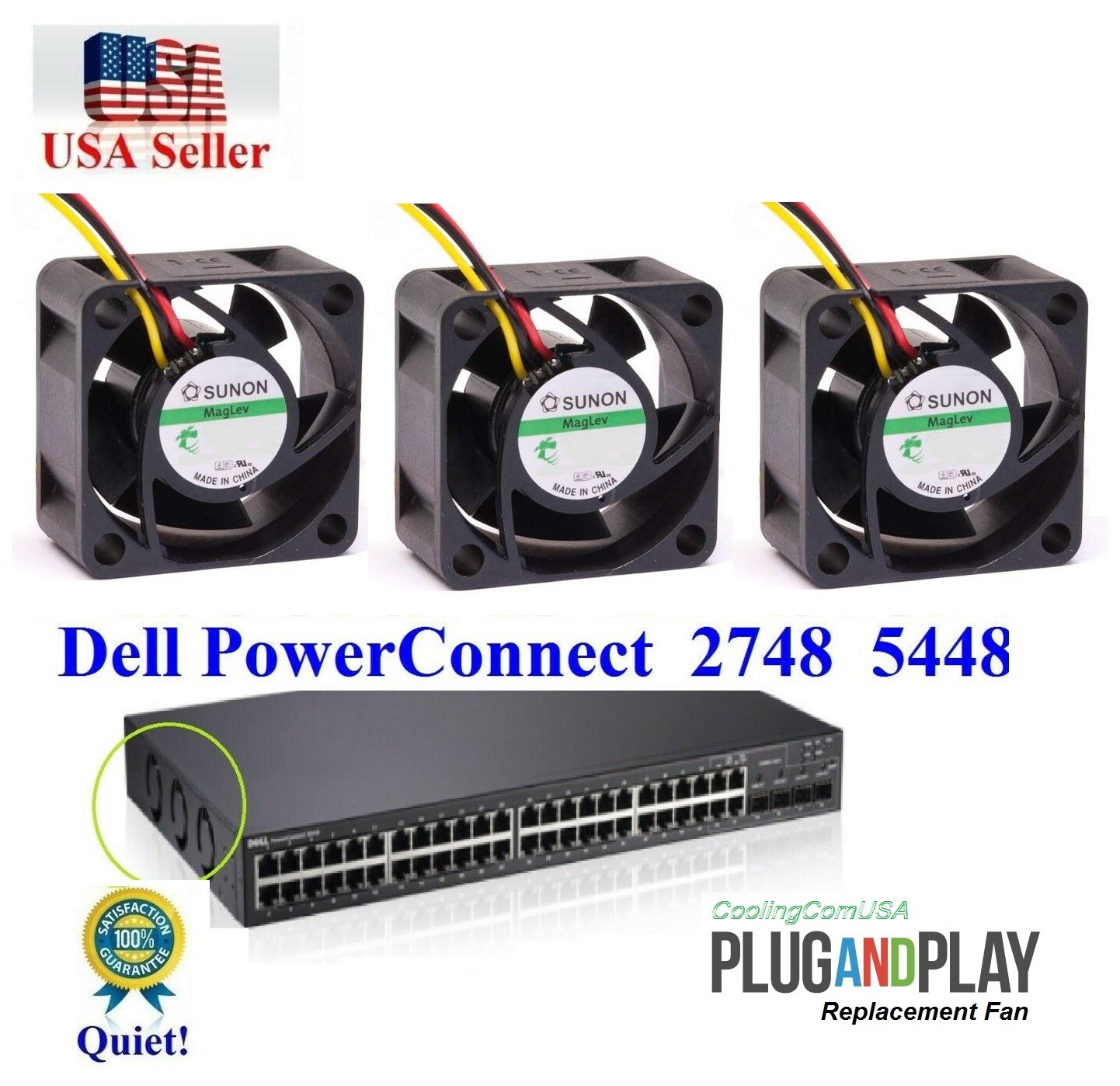 3-Pack New Replacement Fans for Dell PowerConnect 2748, 5448
