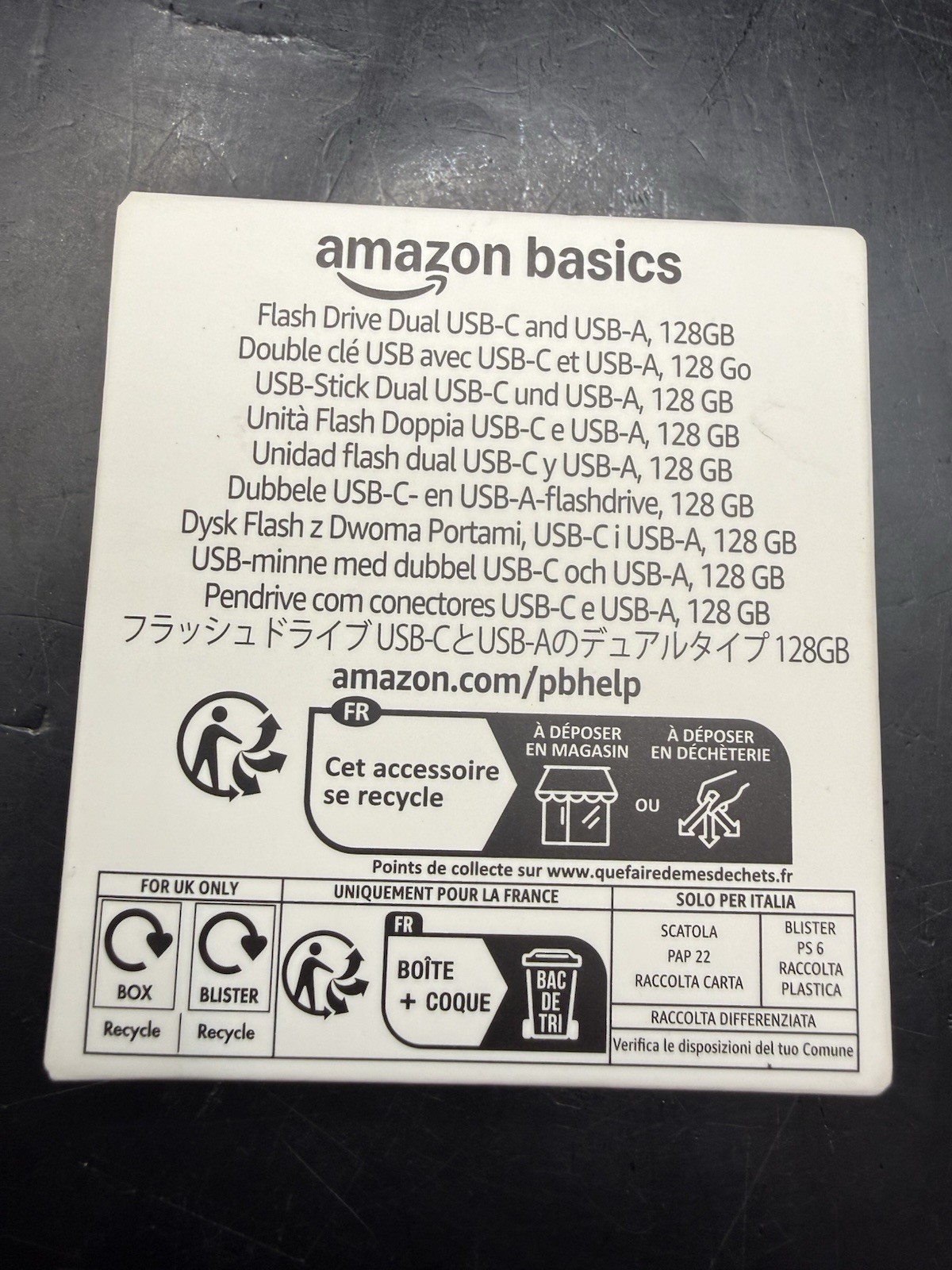 Amazon Basics Flash Drive Dual USB-C And USB-A 128 GB NIB