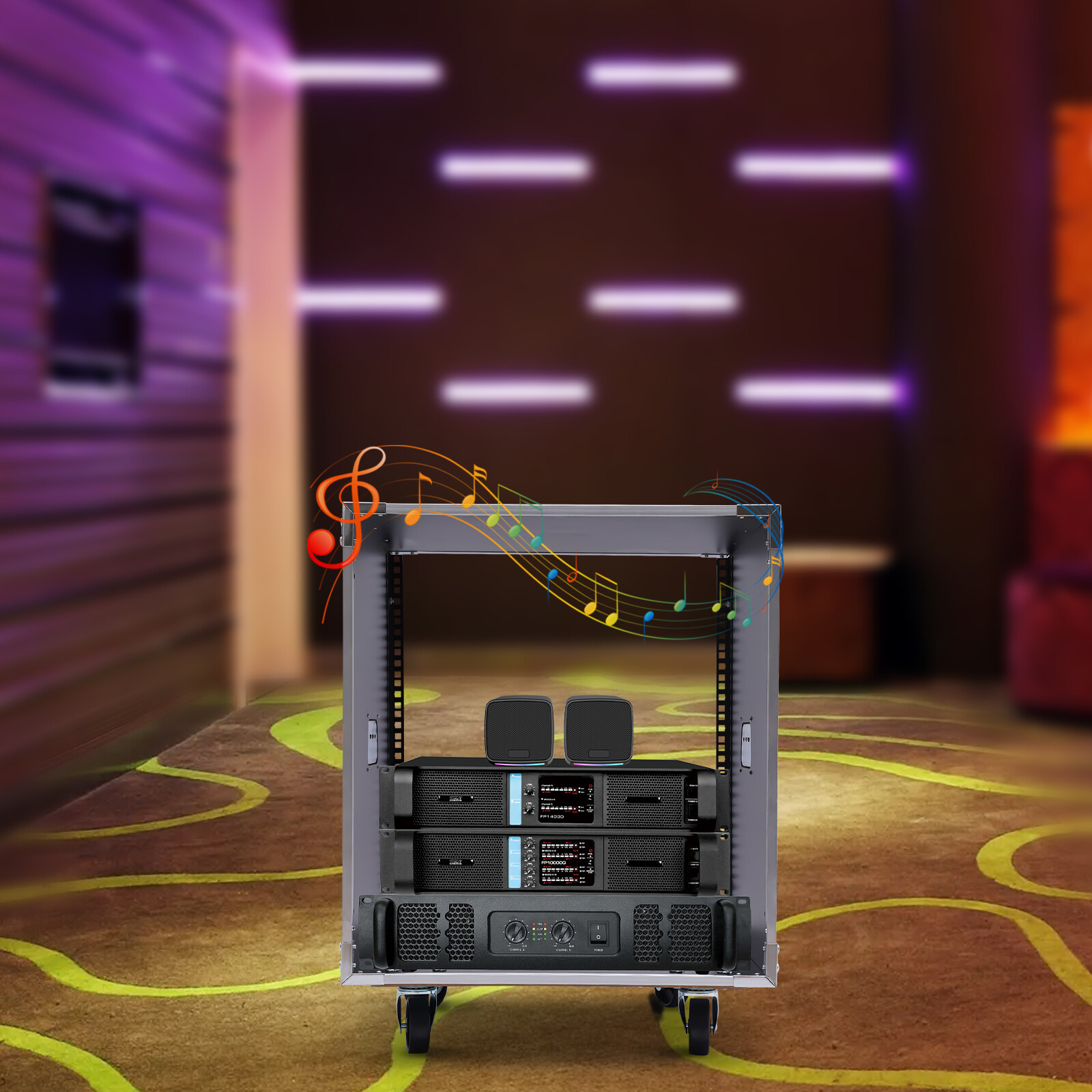 12U Portable Rolling Network Rack Swivel Caster Wheels Audio TV  Equipment Rack