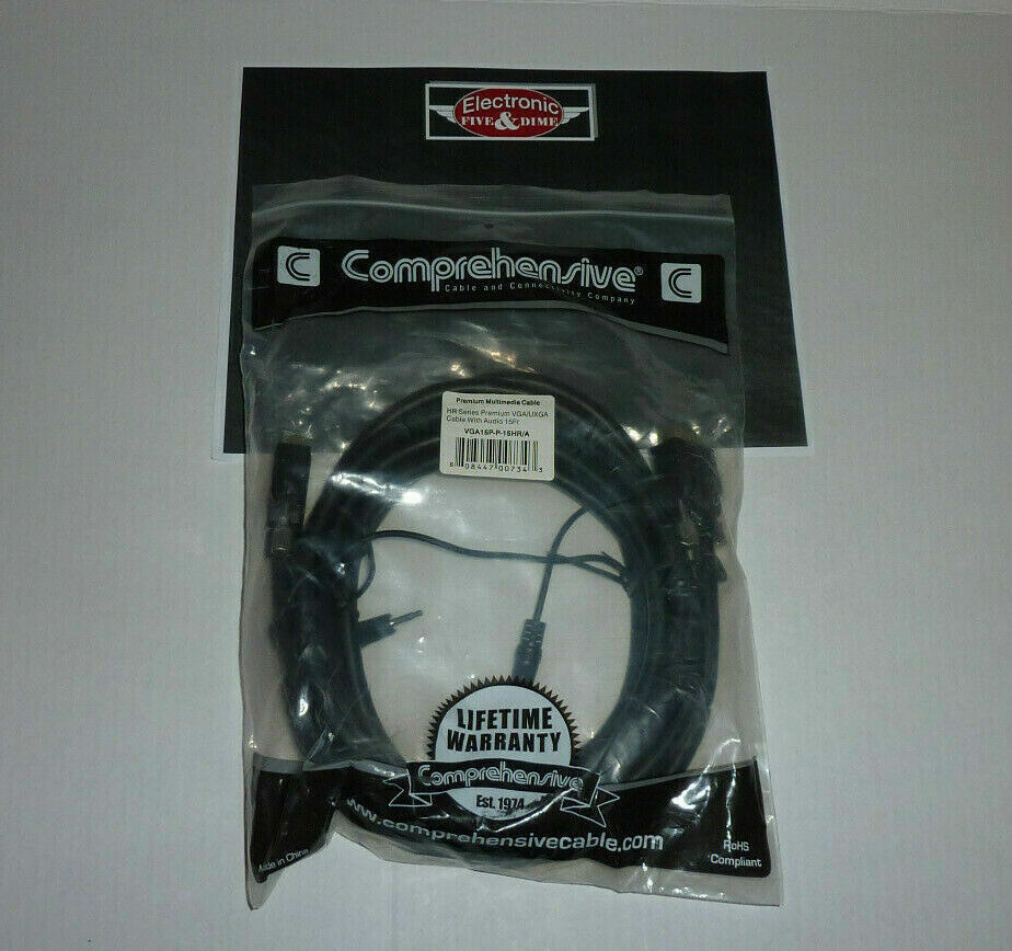 COMPREHENSIVE VGA15P-P-15HR 15 FEET VGA COMPUTER MONITOR CABLE CORD