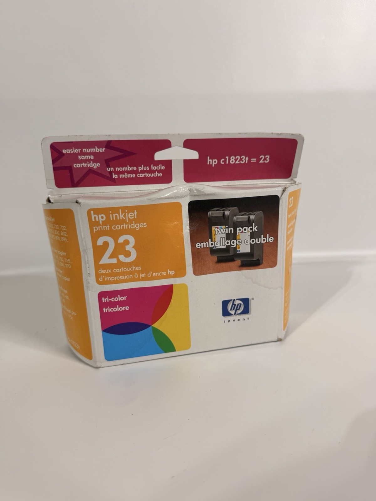 HP Inkjet print cartridge 23 tricolor Twin Pack May 2003 New Sealed Box