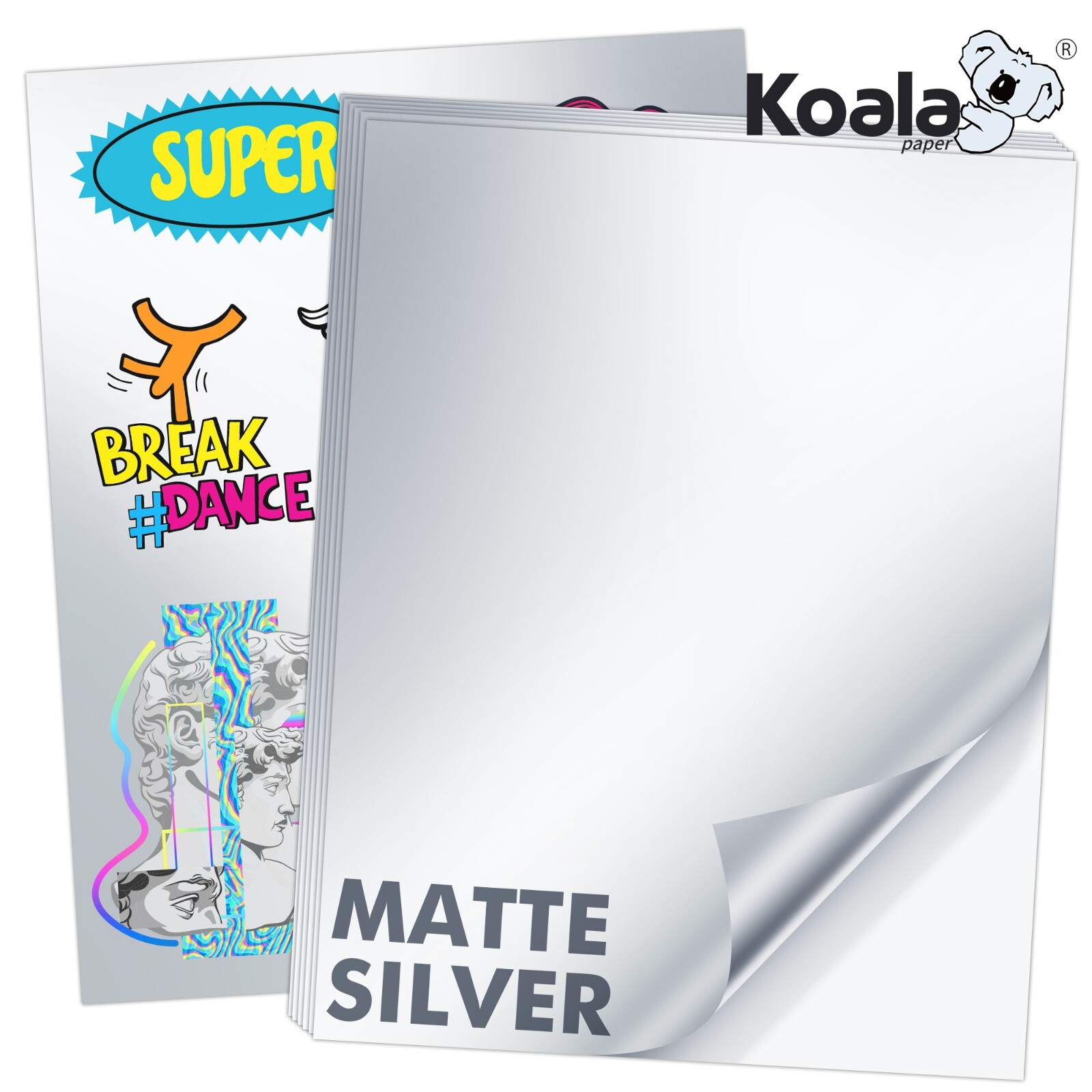 Koala Printable Vinyl Sticker Paper Inkjet Printer Matt Silver Waterproof 8.5x11