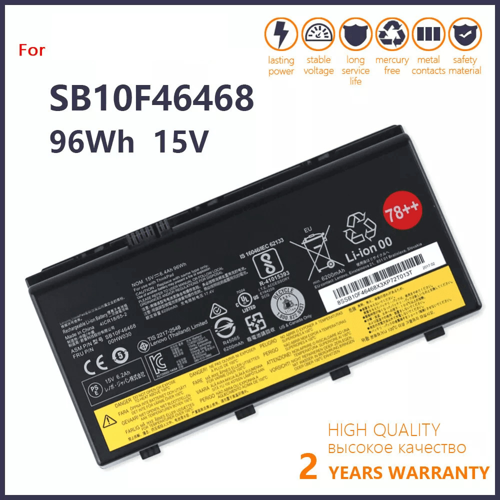  96Wh 78++ Genuine 00HW030 SB10F46468 01AV451 Battery for Lenovo ThinkPad P70 P7