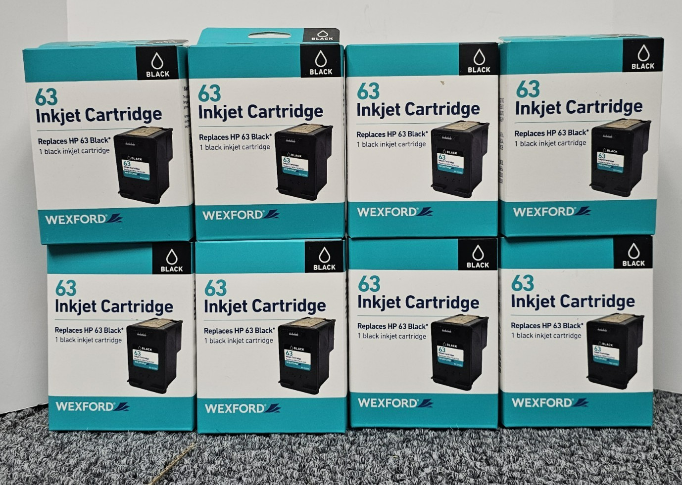 8 X Wexford Inkjet Cartridges Replaces HP 63 Black New/Sealed  EIGHT BRAND NEW