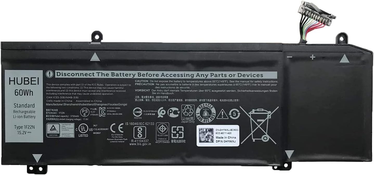 1F22N 0JJPFK 08622M XRGXX 06YV0V Laptop Battery Replacement for Dell M15 M17 R1