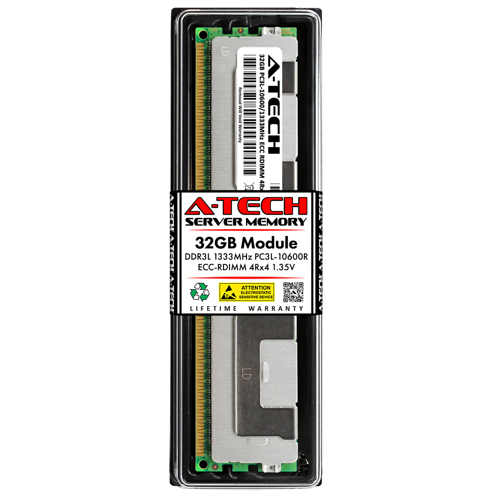 A-Tech 32GB 4Rx4 PC3-10600R DDR3 1333MHz 1.35V ECC RDIMM REG Server Memory RAM