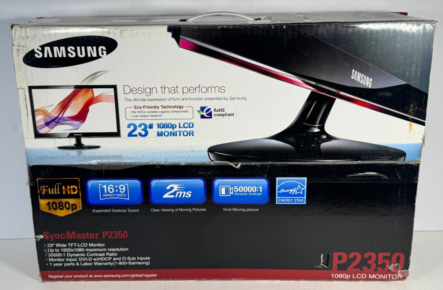 Samsung SyncMaster P2350 23" LCD Monitor 1080p Rose Black In Box Tested Works