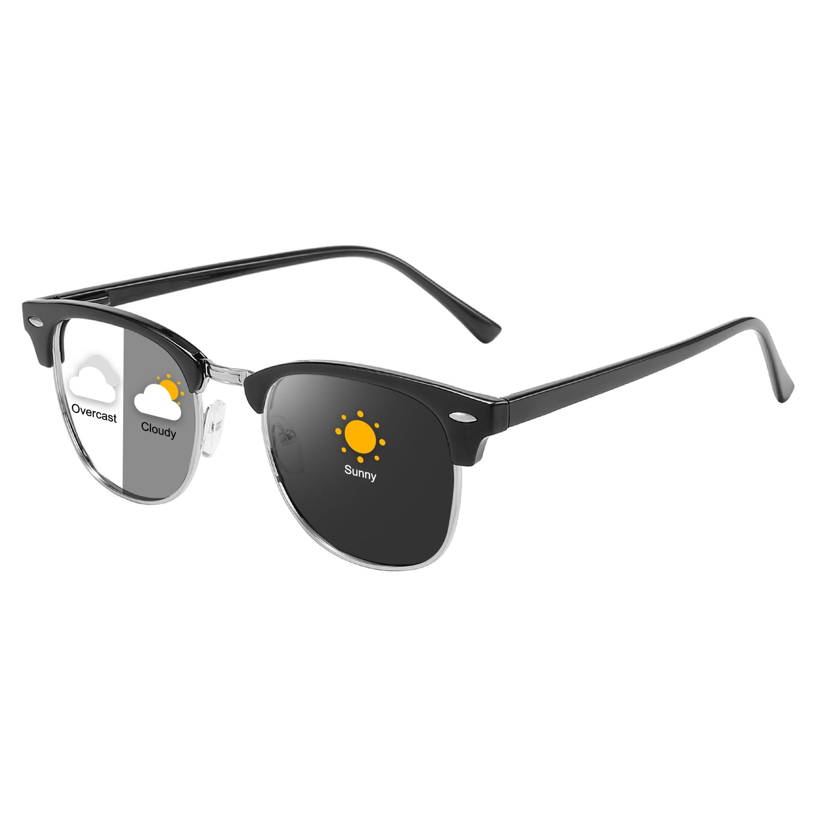 Blue Light Blocking Glasses Photochromic Sunglasses for Men and Women Black