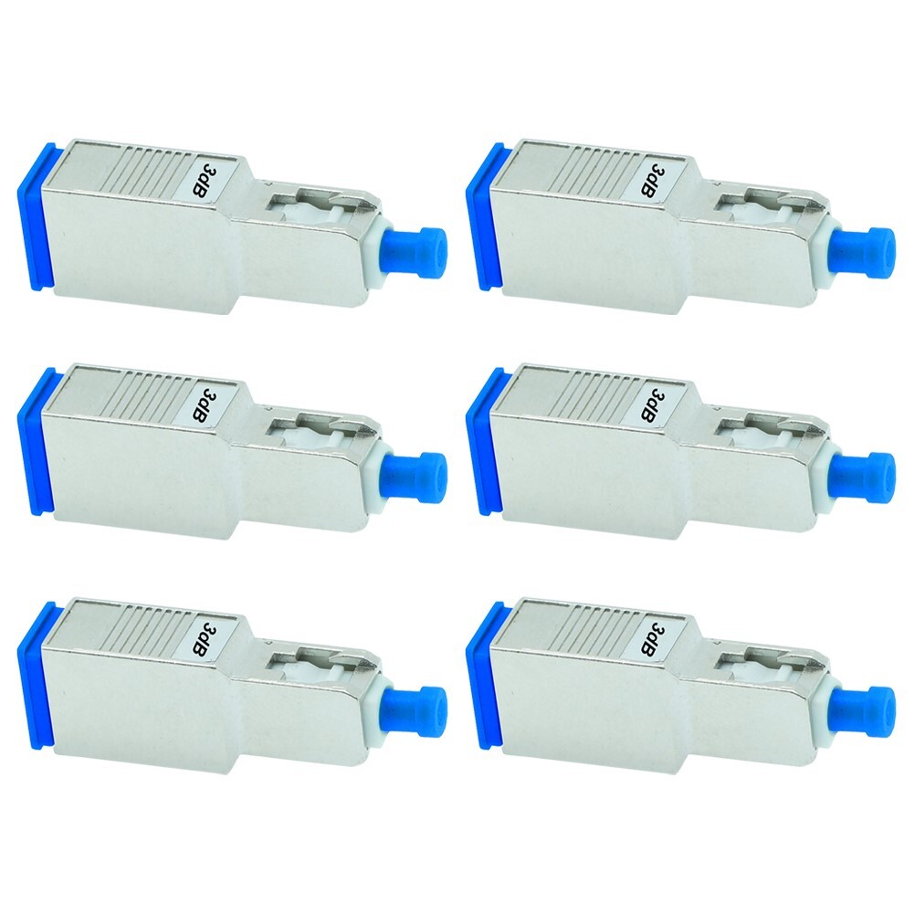 6 Pcs 3dB SC UPC Connector Fiber Optic Optical Single Mode Attenuator Metal Blue