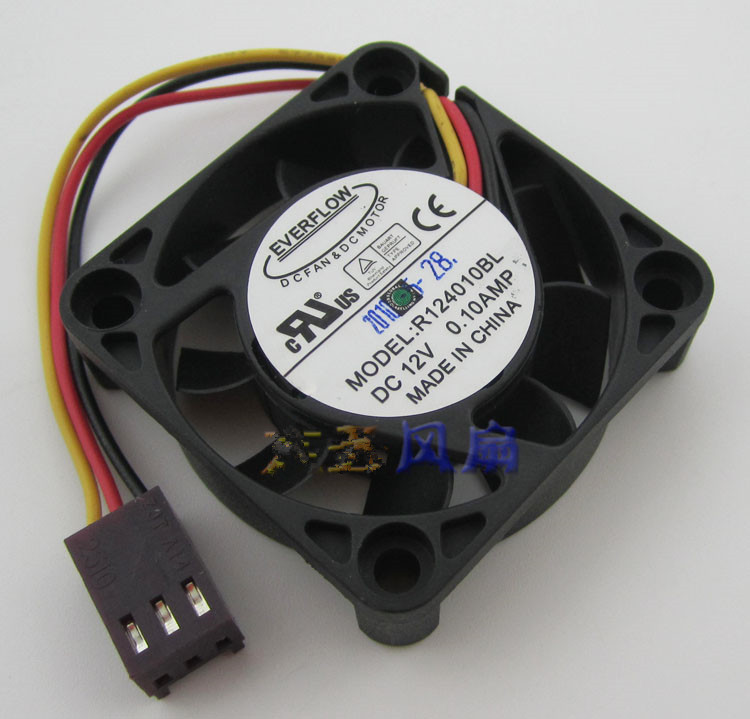 1 PCS EVERFLOW Fan R124010BL DC 12V 0.1A 40*40*10mm 3 Pin cooling fan