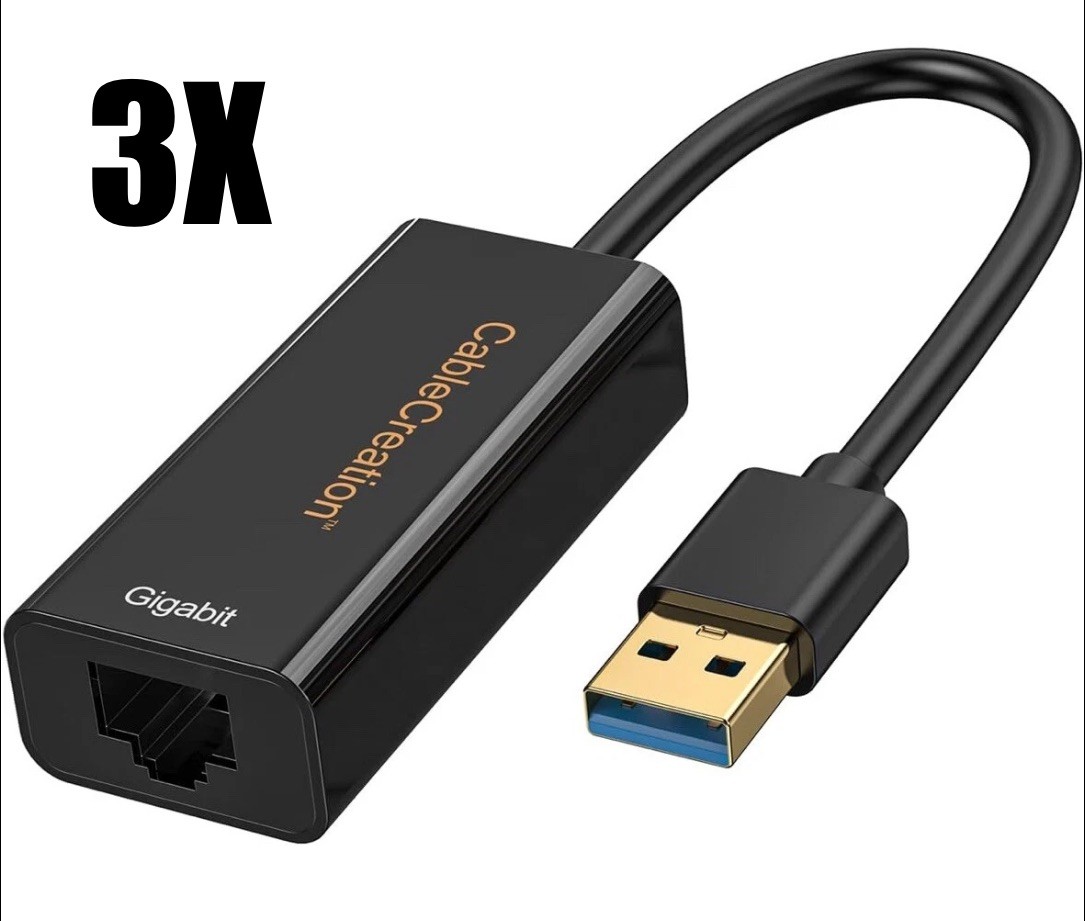 3X Cable Creation USB 3.0 Gigabit Ethernet Adapter Lot