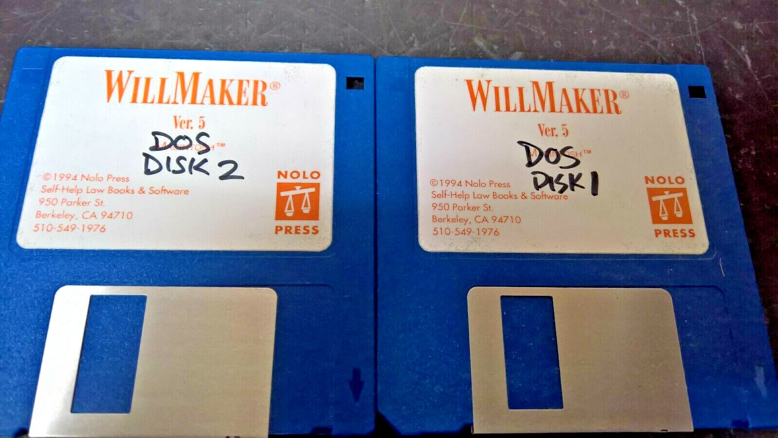 Nolo Press WillMaker Ver 5 for DOS ⭐2 disks⭐ 1994