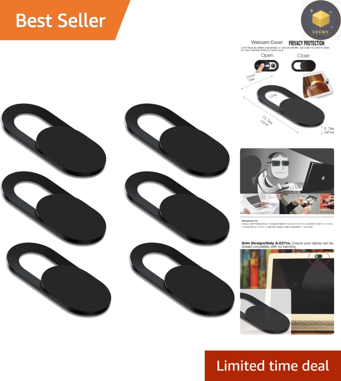 Durable Webcam Cover Slide (6 pcs) - Protects Your Security, Fits Any Device