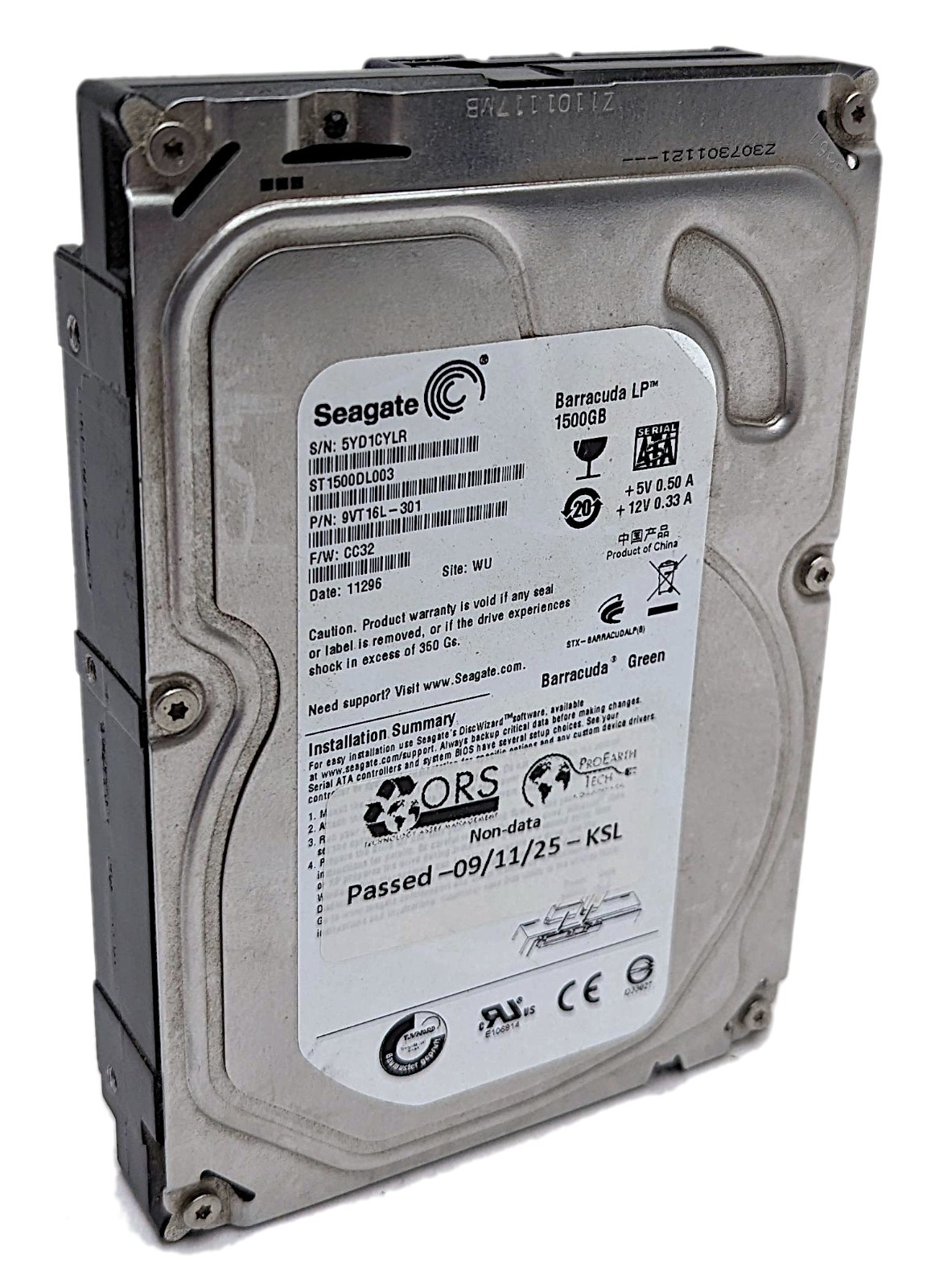 Seagate Barracuda Green 1.5TB SATA III 5900RPM 3.5" Hard Drive ST1500DL003 HDD