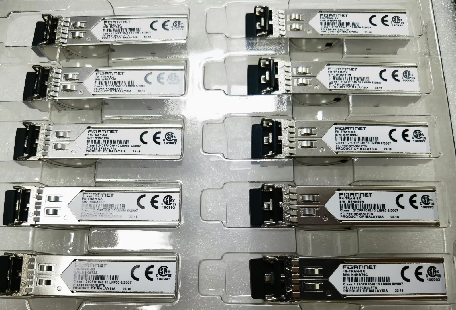 10pcs Fortinet FN-TRAN-SX 1GE 1000BASE-SX SFP-SX 850nm 550m duplex LC MMF